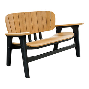 Amish Sierra Nova Poly Love Seat in Natural Teak & Black