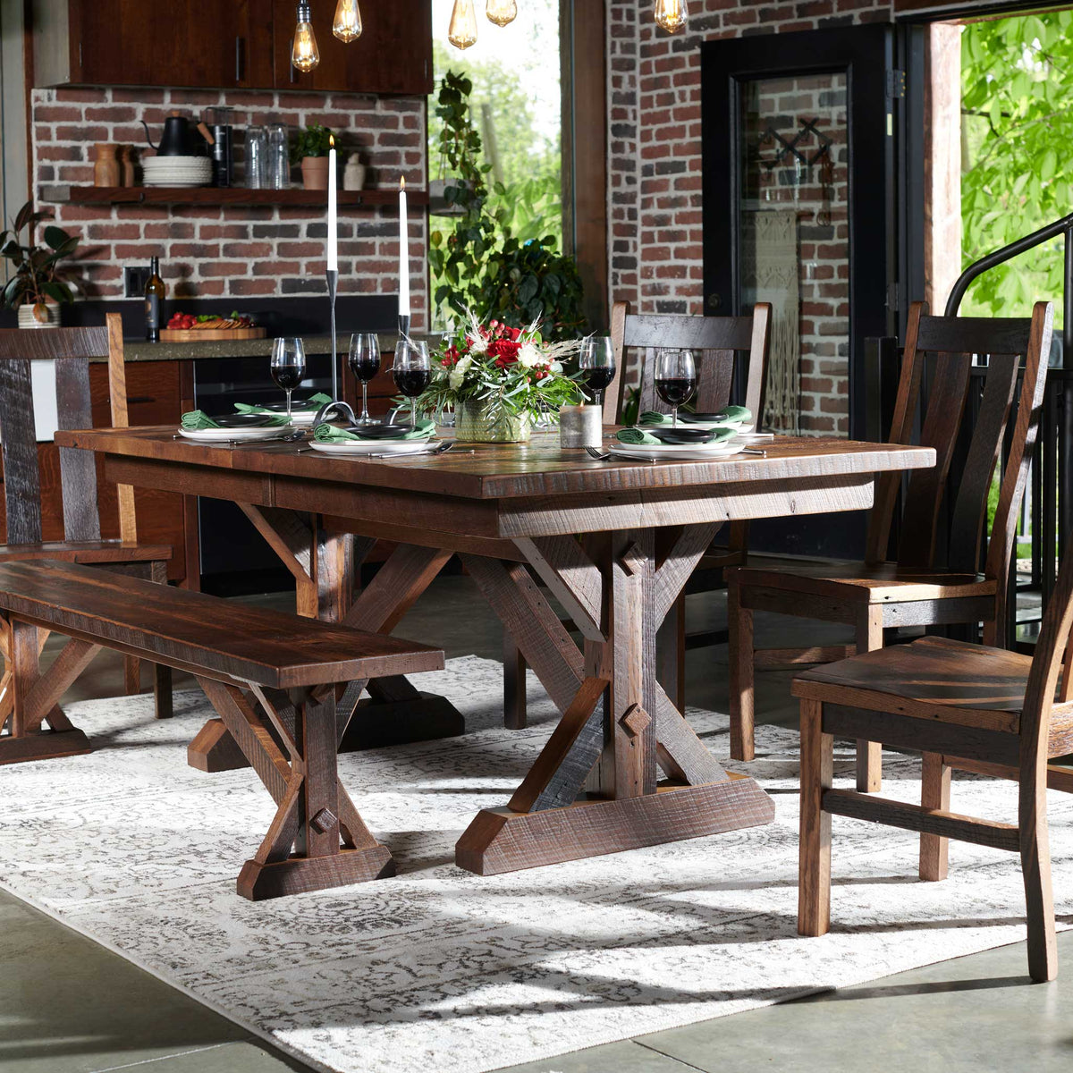 Amish Urmston Rustic Barnwood Solid Top Table