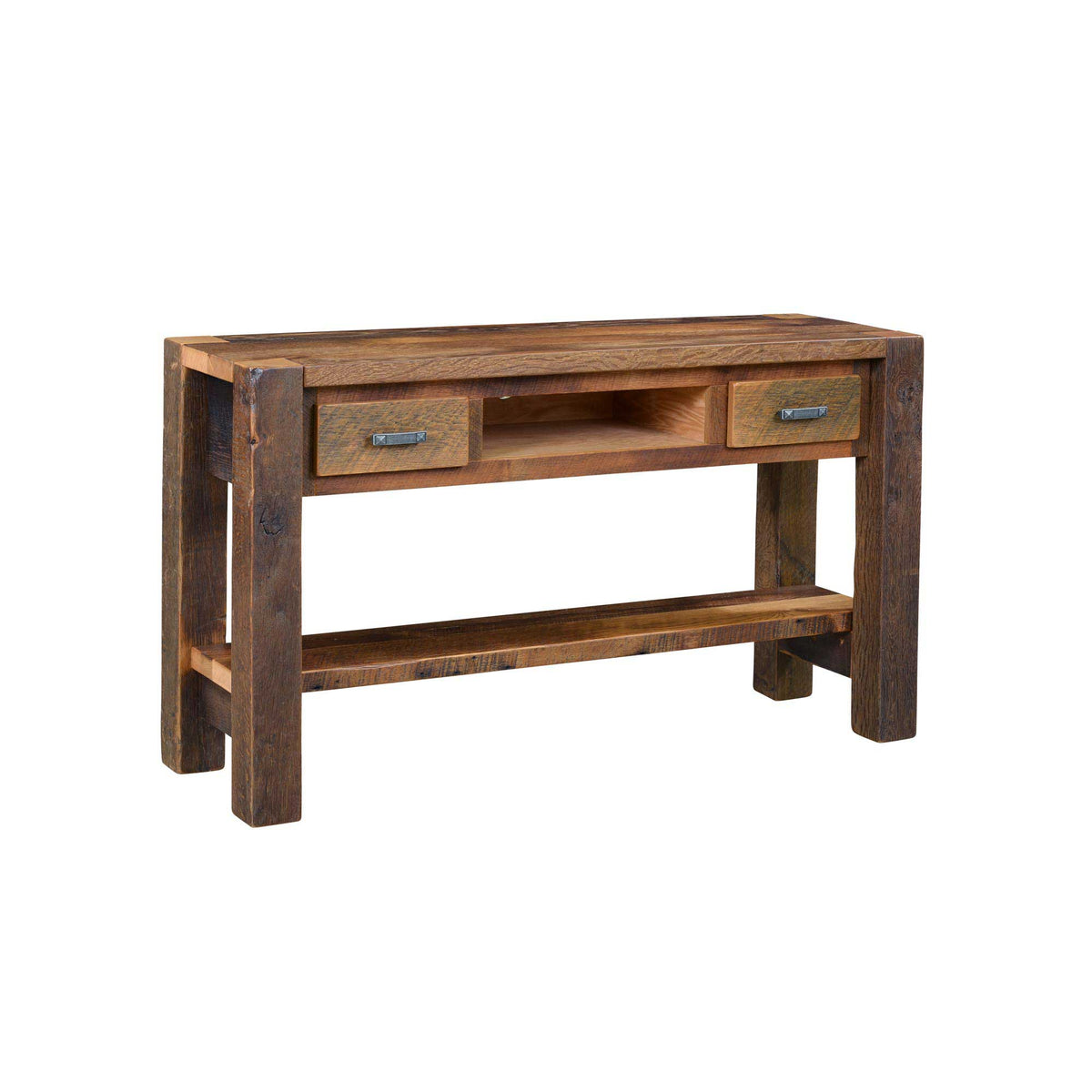 Amish Whitefish Ridge TV Rustic Barnwood Console (2-Drawer)