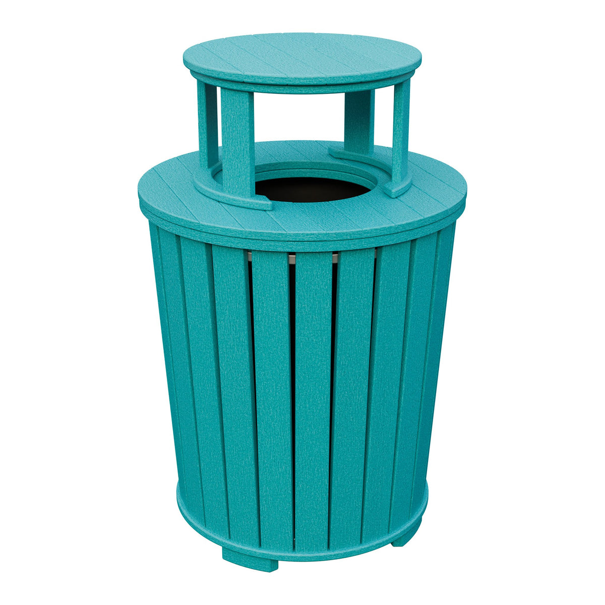 Amish Poly Outdoor Trash Can with Lid in Aruba Blue