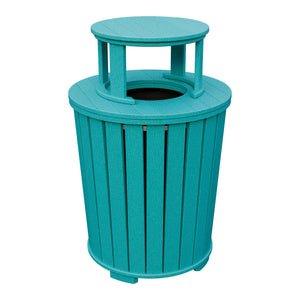 Amish Poly Outdoor Trash Can with Lid in Aruba Blue