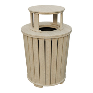 Amish Poly Outdoor Trash Can with Lid in Birchwood
