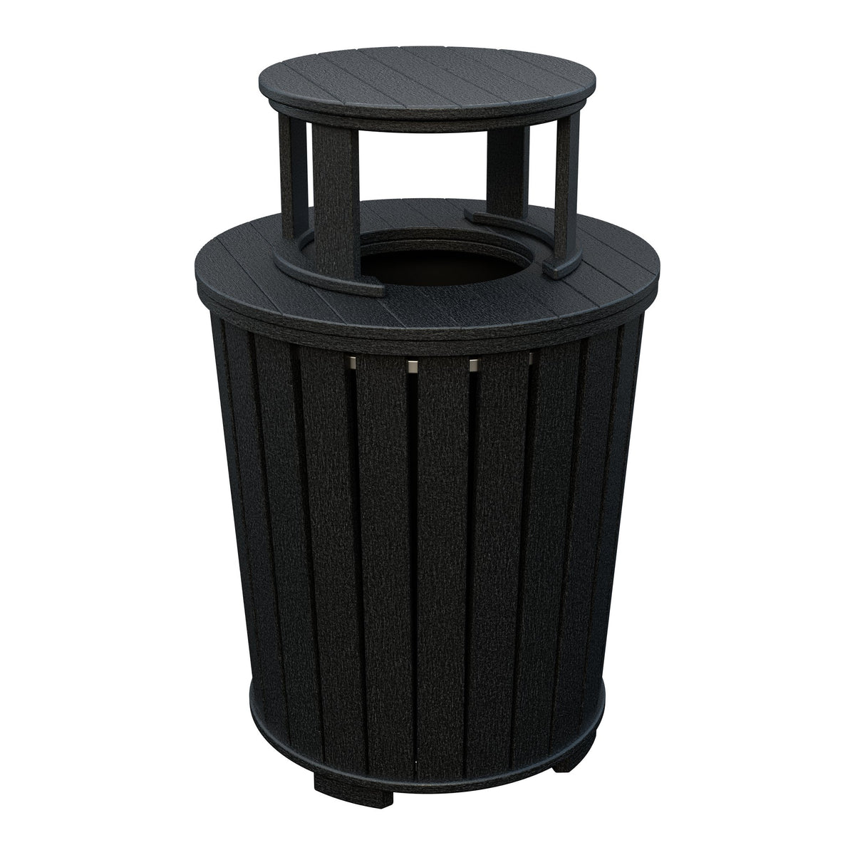 Amish Poly Outdoor Trash Can with Lid in Black