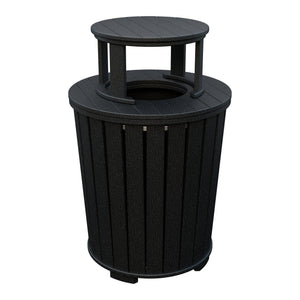 Amish Poly Outdoor Trash Can with Lid in Black