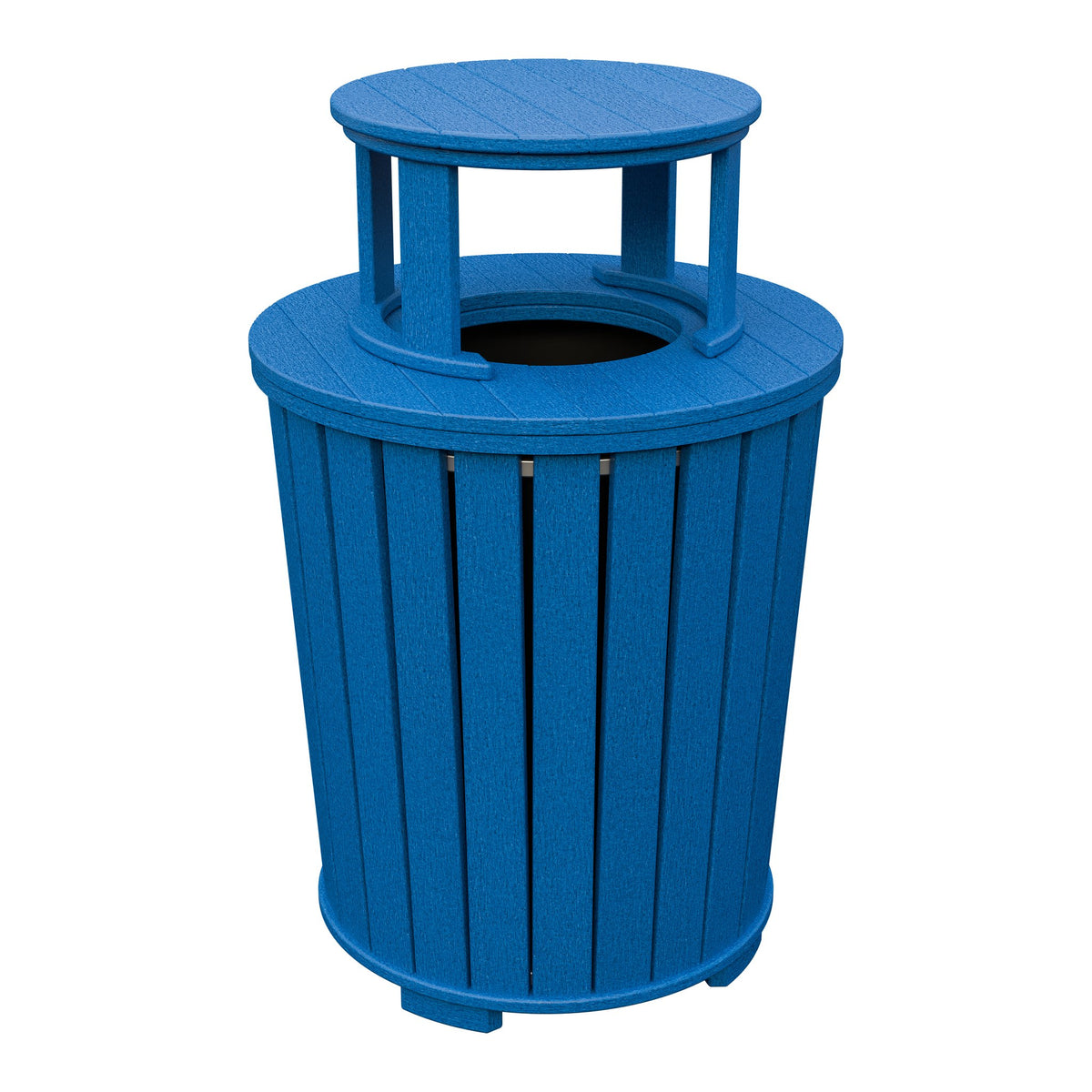 Amish Poly Outdoor Trash Can with Lid in Blue
