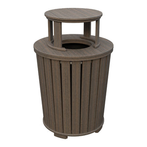 Amish Poly Outdoor Trash Can with Lid in Brazilian Walnut