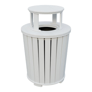 Amish Poly Outdoor Trash Can with Lid in Bright White