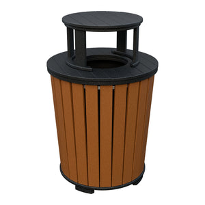 Amish Poly Outdoor Trash Can with Lid in Cedar & Black