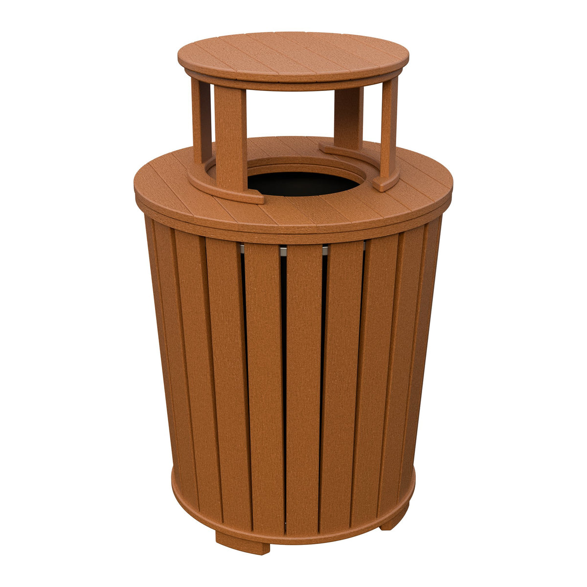 Amish Poly Outdoor Trash Can with Lid in Cedar