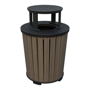 Amish Poly Outdoor Trash Can with Lid in Coastal Gray & Black