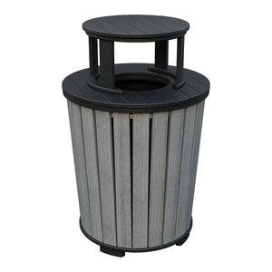 Amish Poly Outdoor Trash Can with Lid in Driftwood Gray & Black