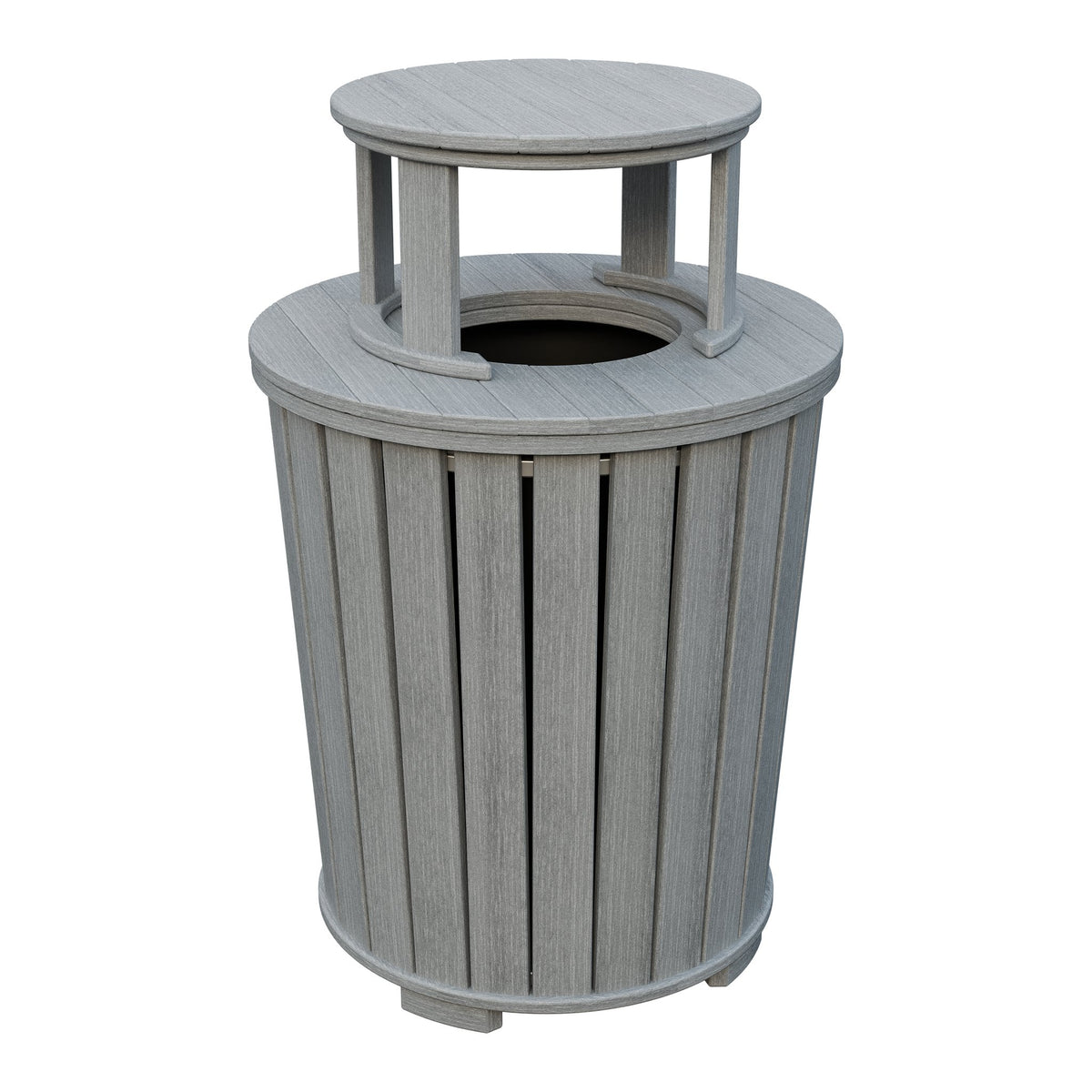 Amish Poly Outdoor Trash Can with Lid in Driftwood Gray