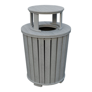 Amish Poly Outdoor Trash Can with Lid in Driftwood Gray