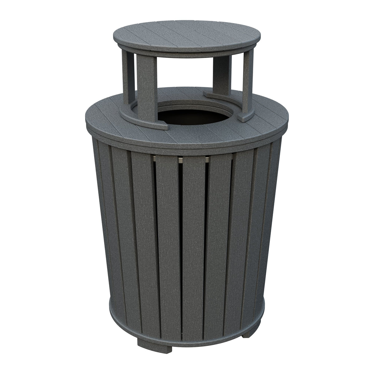 Amish Poly Outdoor Trash Can with Lid in Gray