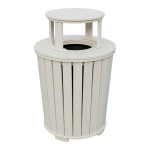 Amish Poly Outdoor Trash Can with Lid in Ivory