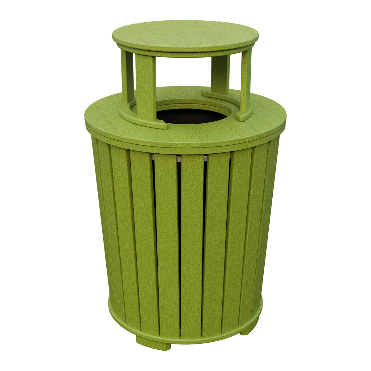 Amish Poly Outdoor Trash Can with Lid in Tropical Lime Green