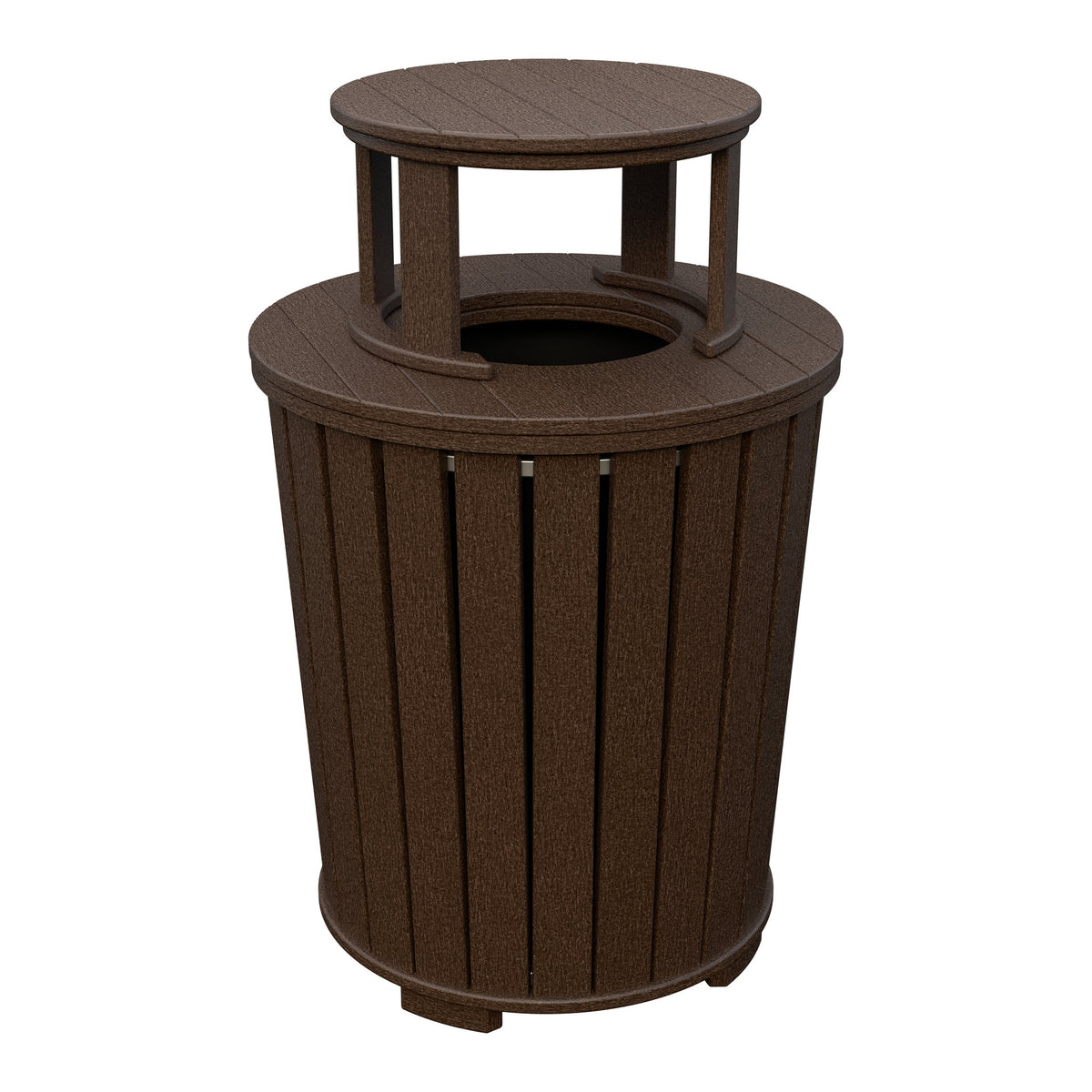 Amish Poly Outdoor Trash Can with Lid in Milwaukee Brown