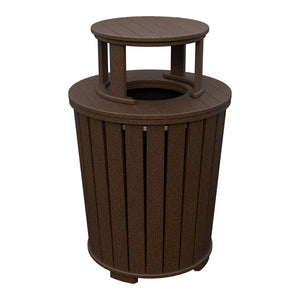 Amish Poly Outdoor Trash Can with Lid in Milwaukee Brown