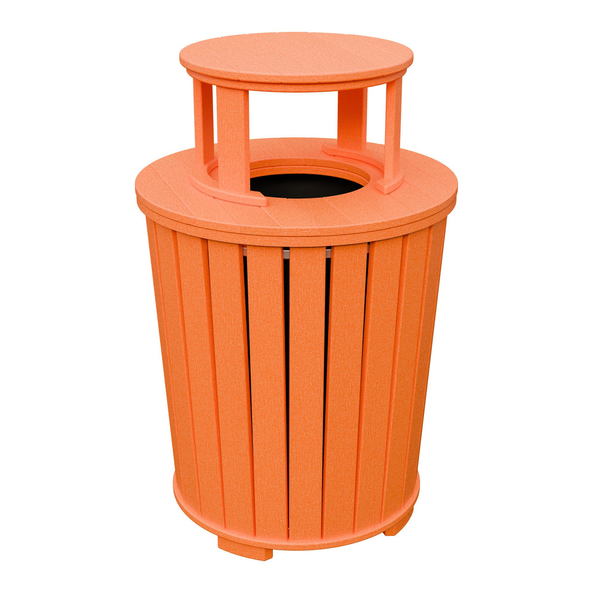 Amish Poly Outdoor Trash Can with Lid in Bright Orange