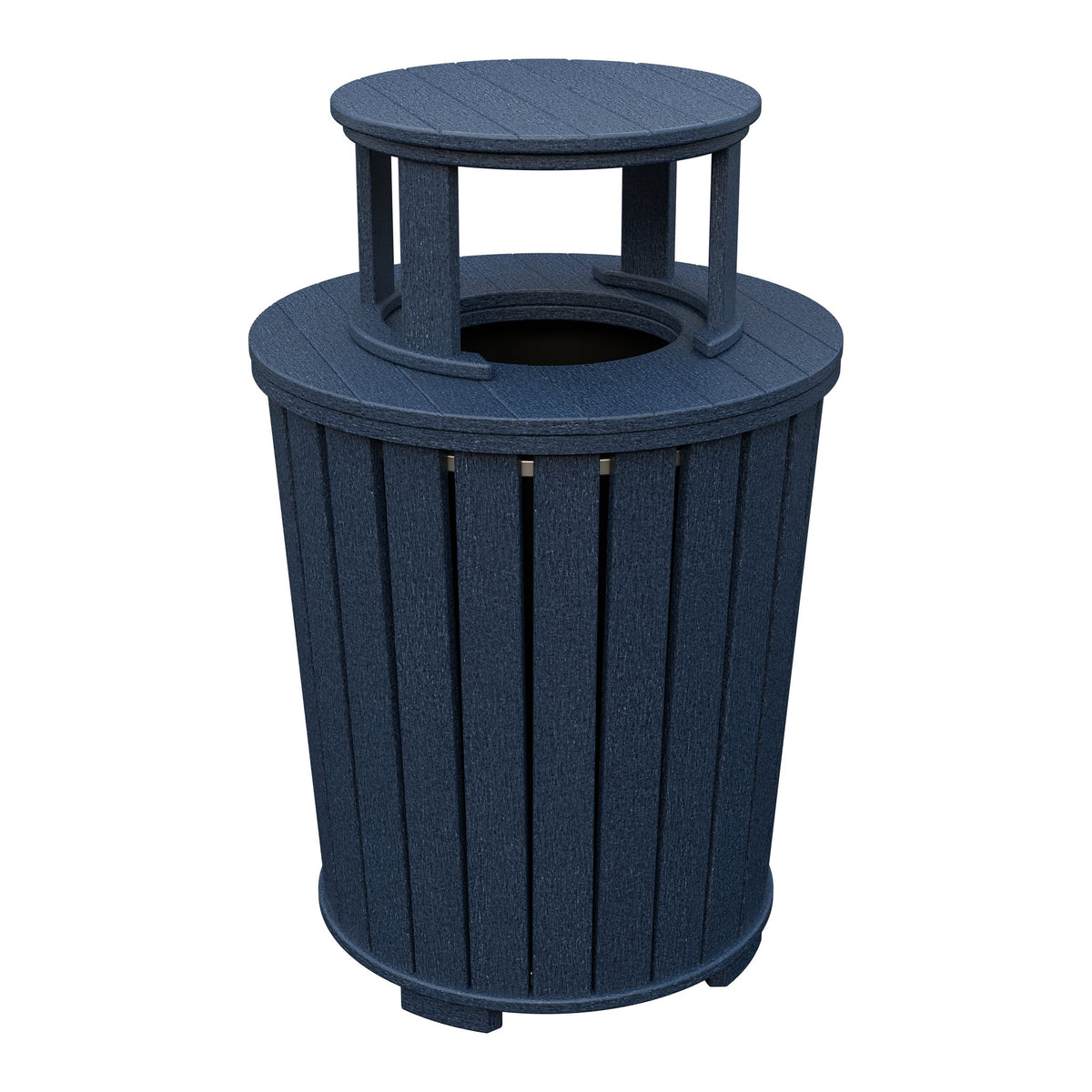 Amish Poly Outdoor Trash Can with Lid in Patriot Blue
