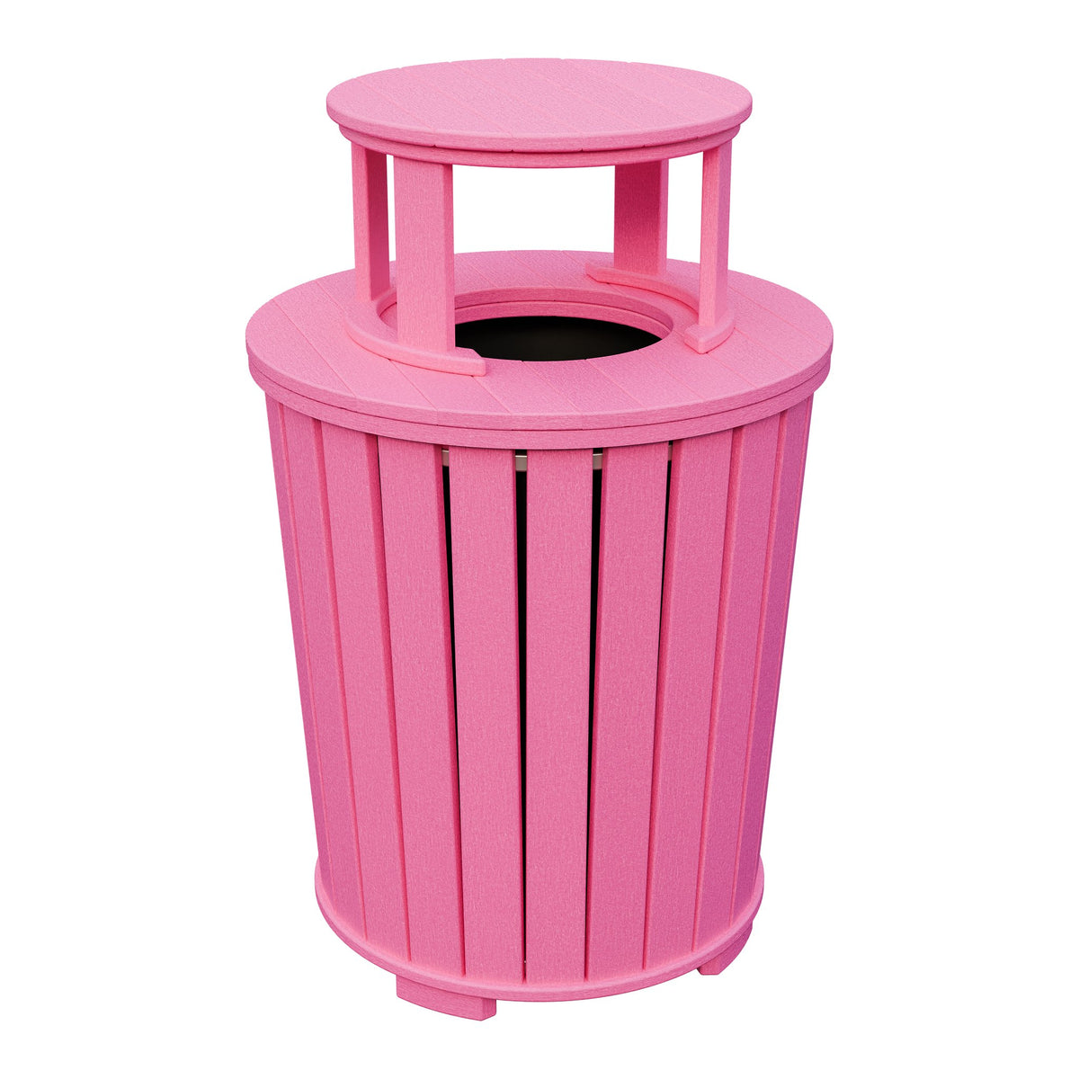 Amish Poly Outdoor Trash Can with Lid in Pink