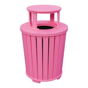 Amish Poly Outdoor Trash Can with Lid in Pink