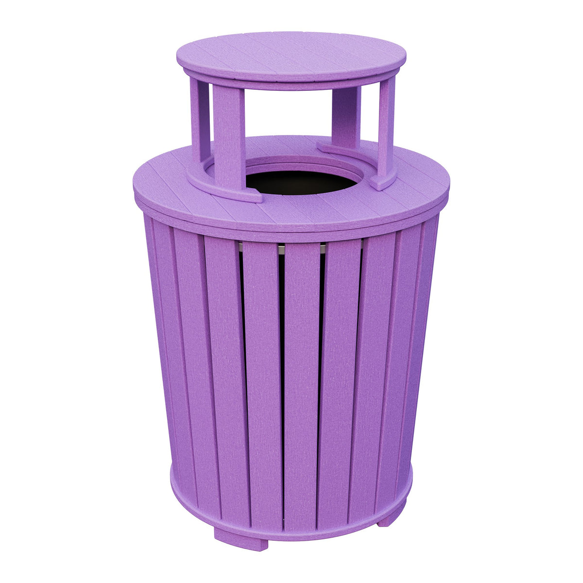 Amish Poly Outdoor Trash Can with Lid in Bright Purple
