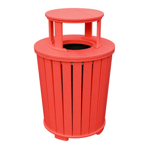 Amish Poly Outdoor Trash Can with Lid in Red