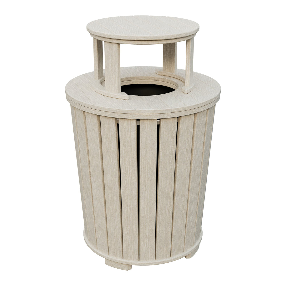 Amish Poly Outdoor Trash Can with Lid in Seashell
