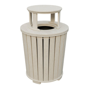 Amish Poly Outdoor Trash Can with Lid in Seashell