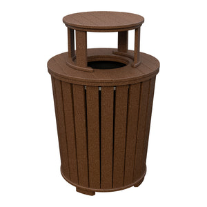 Amish Poly Outdoor Trash Can with Lid in Tudor Brown