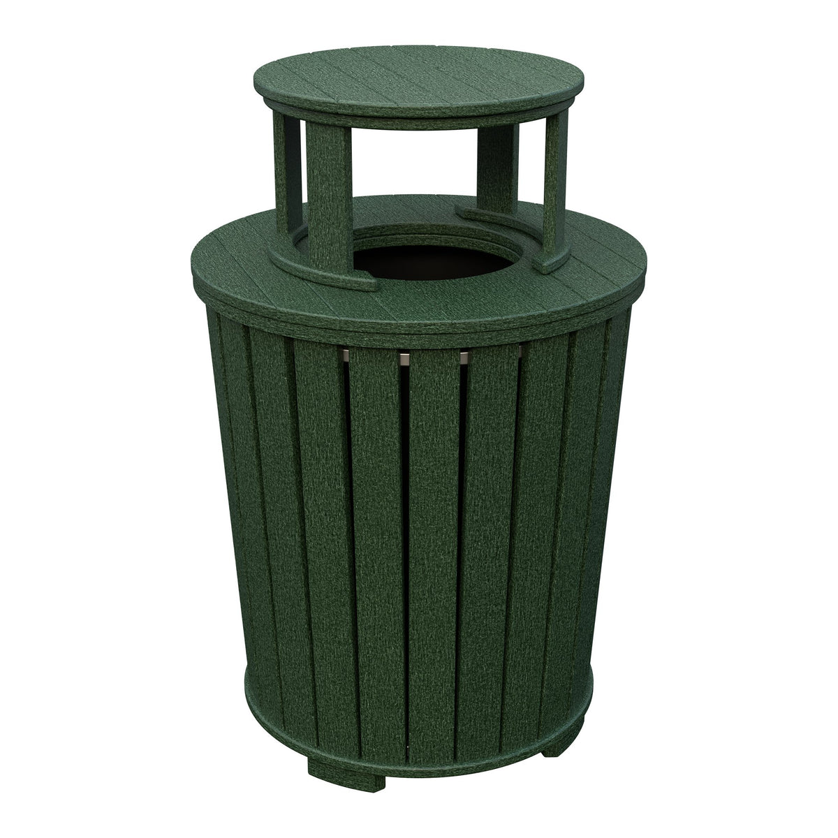 Amish Poly Outdoor Trash Can with Lid in Turf Green