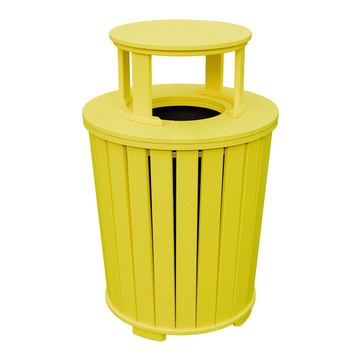 Amish Poly Outdoor Trash Can with Lid in Lemon Yellow