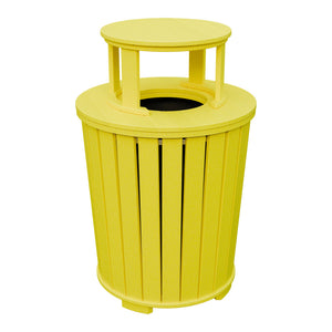 Amish Poly Outdoor Trash Can with Lid in Lemon Yellow