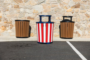Amish Poly Outdoor Trash Can with Lid lifestyle photo