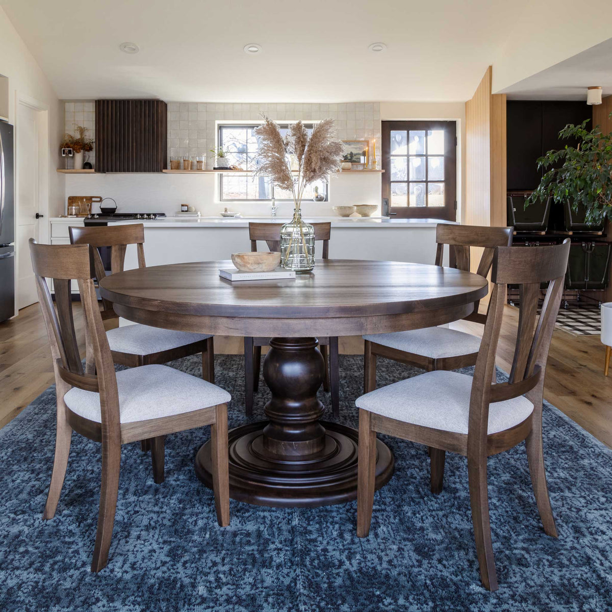 Amish Shenfield Round Rustic Barnwood Solid Top Table