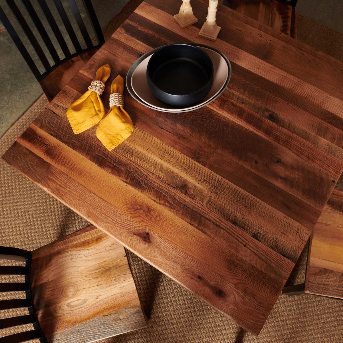 Amish Stroud Rustic Barnwood Solid Top Table