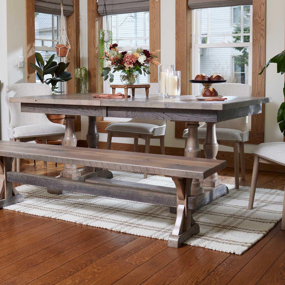Amish Epping Rustic Barnwood Extendable Top Table