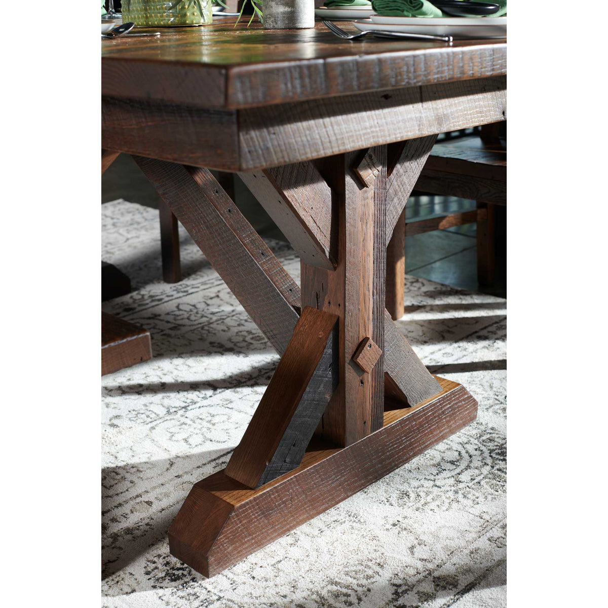 Amish Urmston Rustic Barnwood Extendable Top Table