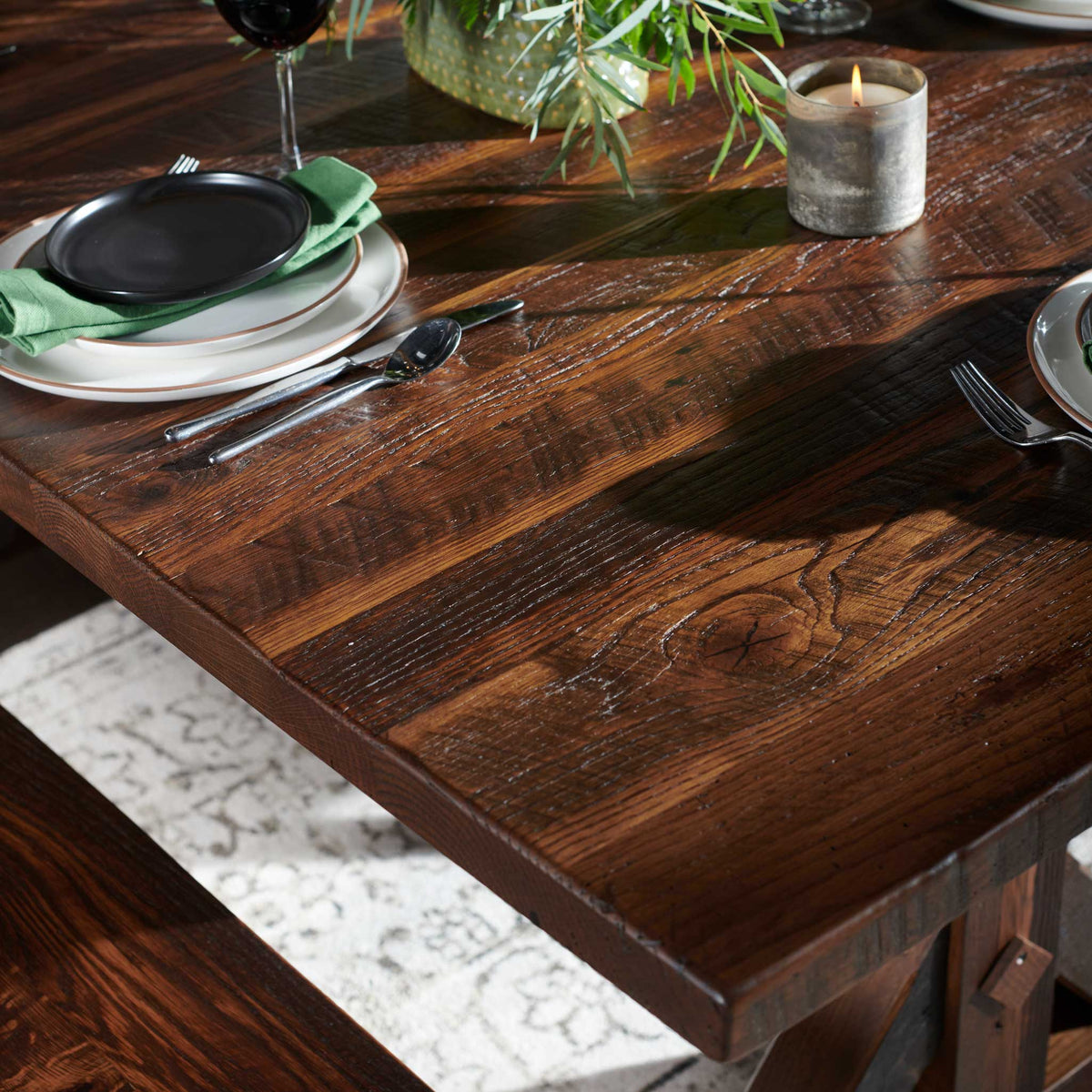 Amish Urmston Rustic Barnwood Extendable Top Table
