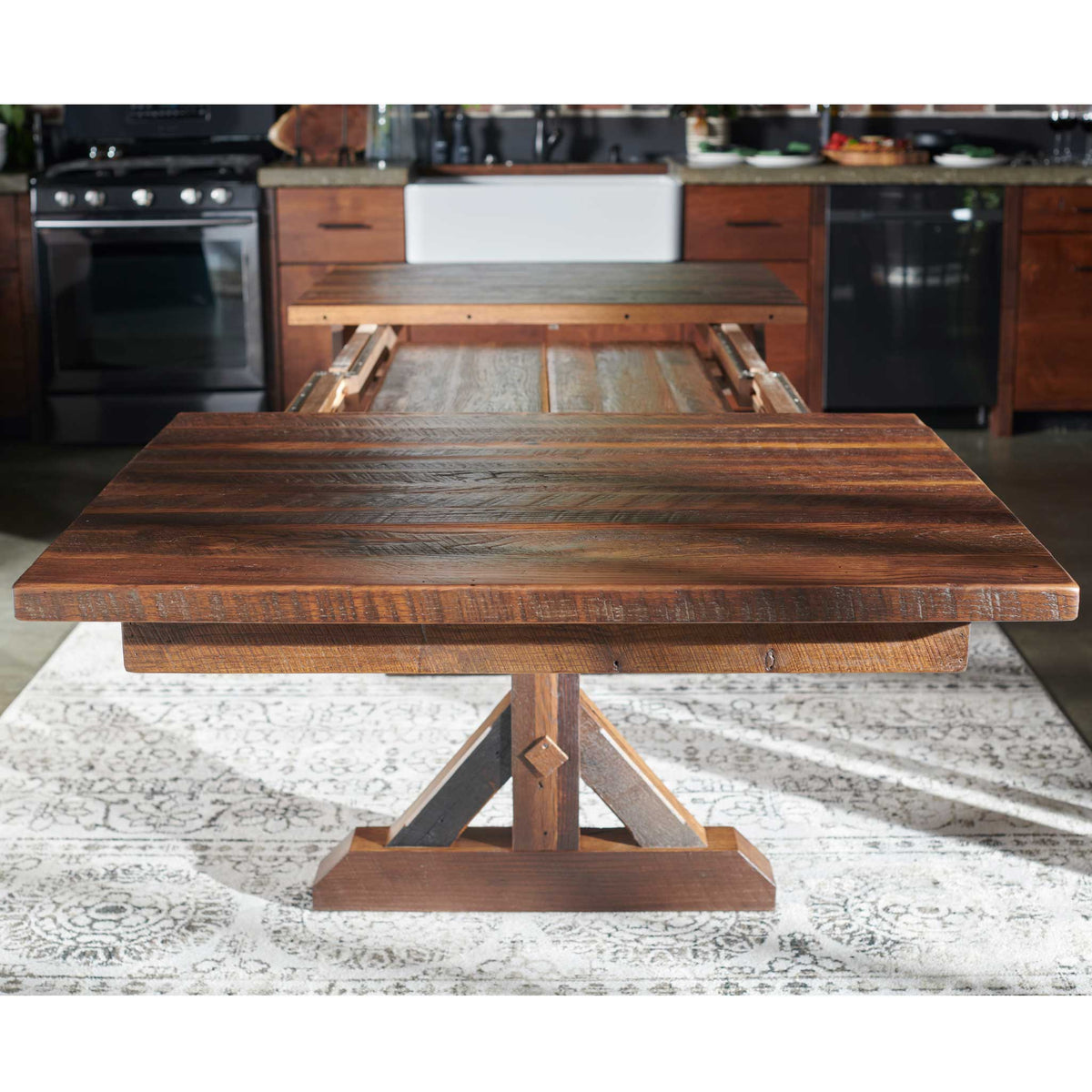 Amish Urmston Rustic Barnwood Extendable Top Table
