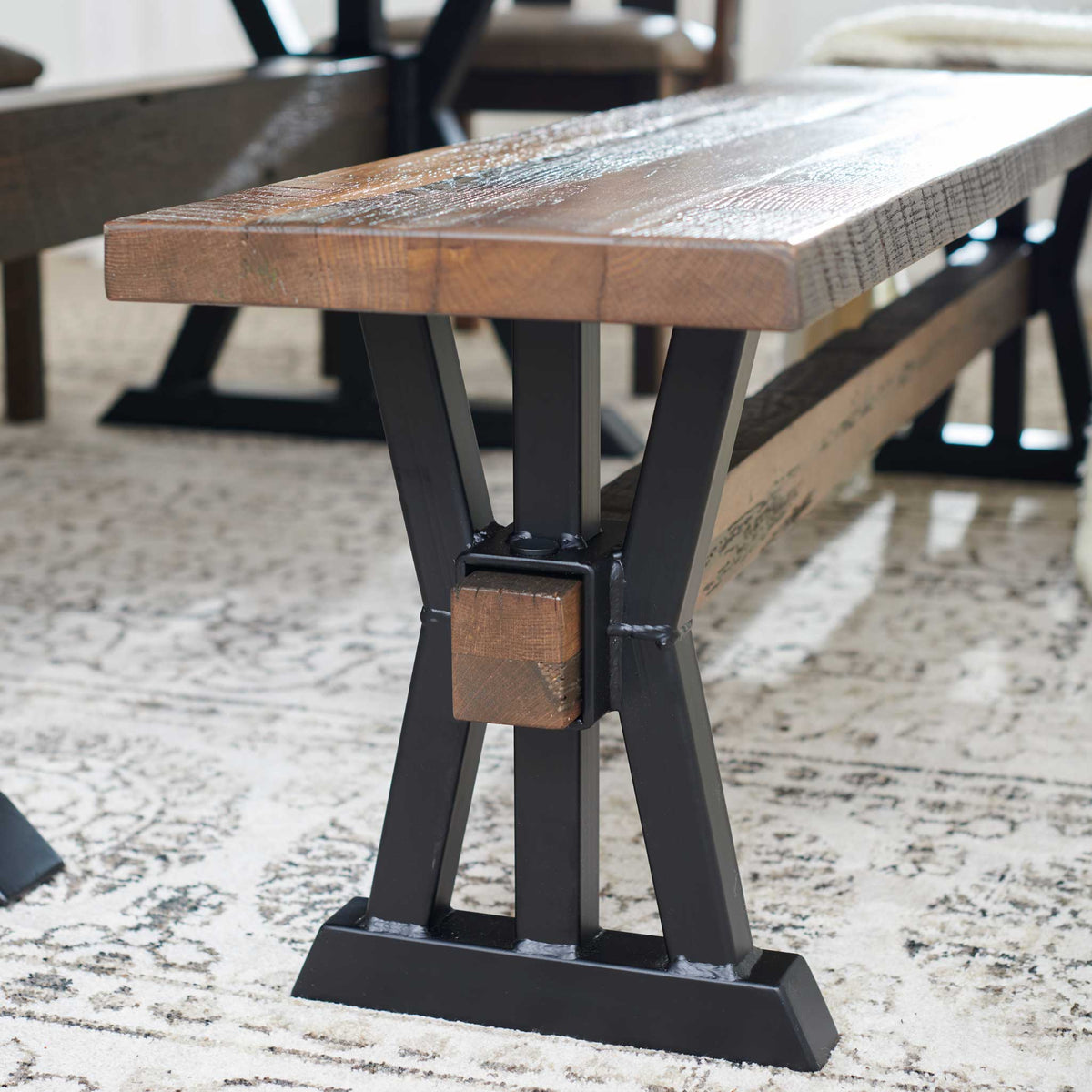 Amish Back Bay Rustic Barnwood Bench