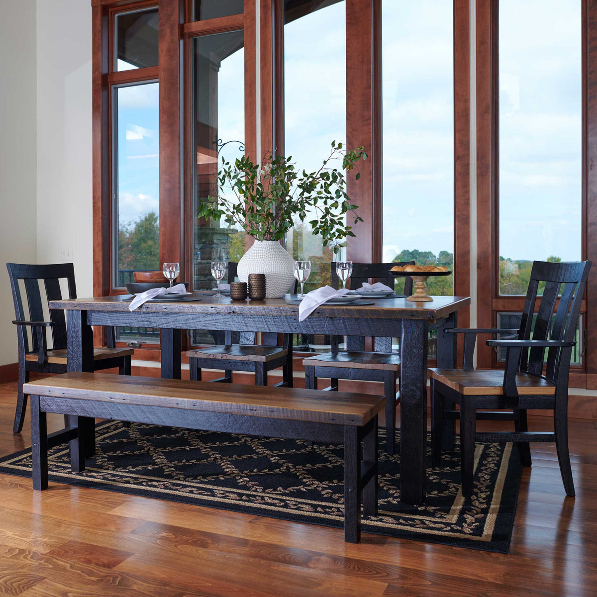 Amish Malone Rustic Barnwood Solid Top Leg Table