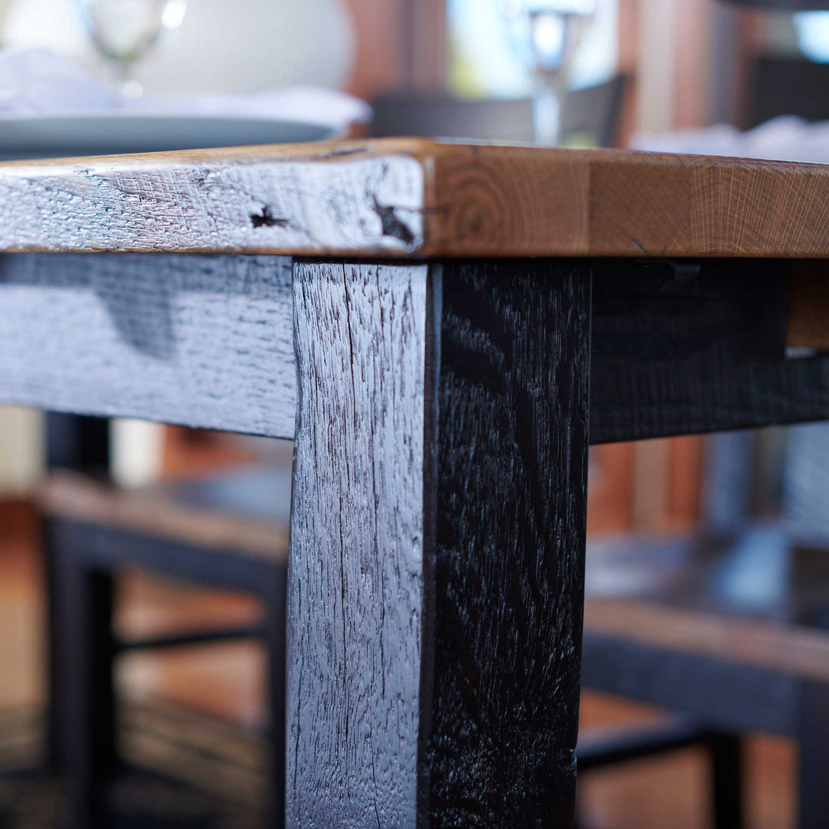 Amish Malone Rustic Barnwood Extendable Top Leg Table