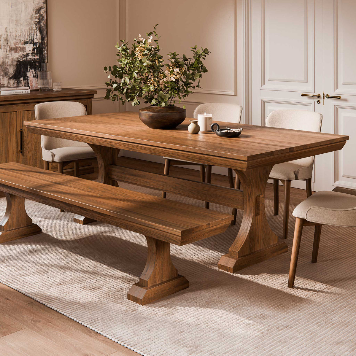 Amish Oia Rustic Barnwood Solid Top Dining Table