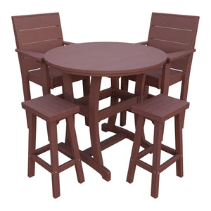 Amish Coastal Modern 5pc Patio Bar Set: Table, 2 Bar Chairs & 2 Barstools in Cherrywood