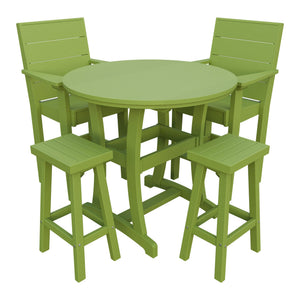 Amish Coastal Modern 5pc Patio Bar Set: Table, 2 Bar Chairs & 2 Barstools in Tropical Lime Green