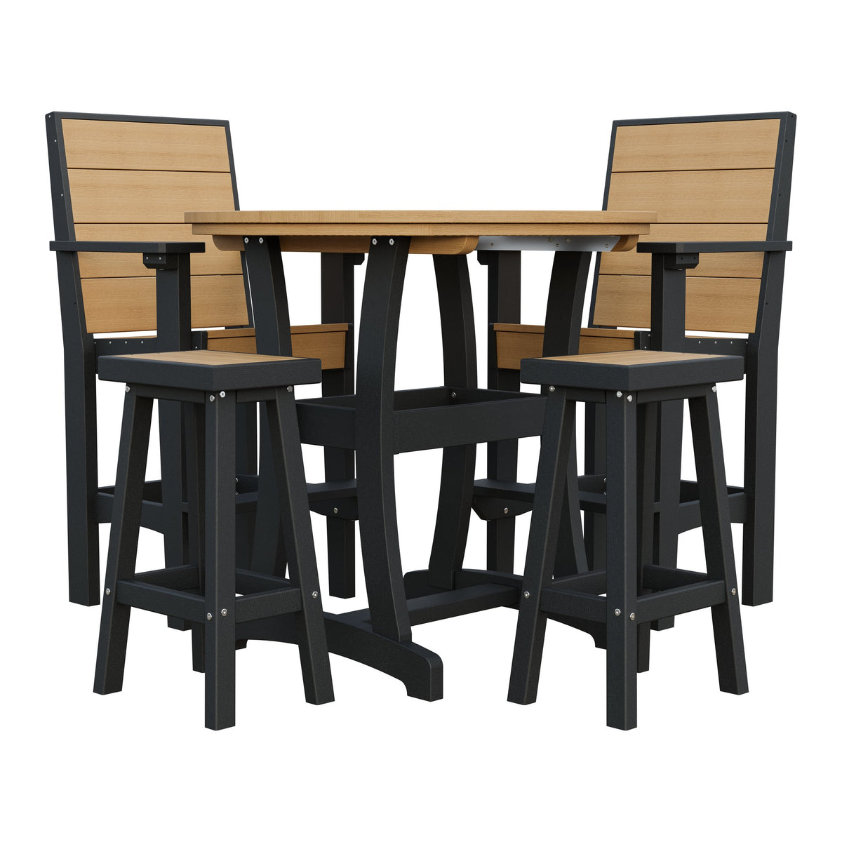Amish Coastal Modern 5pc Patio Bar Set: Table, 2 Bar Chairs & 2 Barstools
