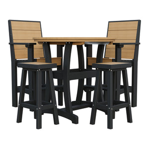 Amish Coastal Modern 5pc Patio Bar Set: Table, 2 Bar Chairs & 2 Barstools