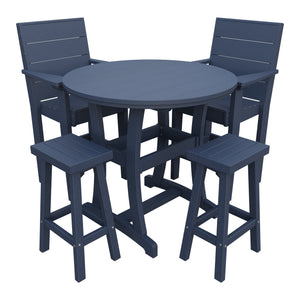 Amish Coastal Modern 5pc Patio Bar Set: Table, 2 Bar Chairs & 2 Barstools in Patriot Blue
